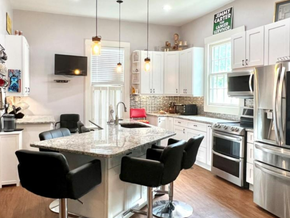 Plains B&B remodeled kitchen with stainless steel appliances