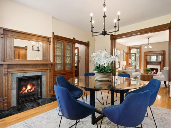 790 Oneida St-017-024-Dining Room Has A Fireplace With Victorian Mantle And Plaster Texture With Mantles Floral Motif-MLS_Size