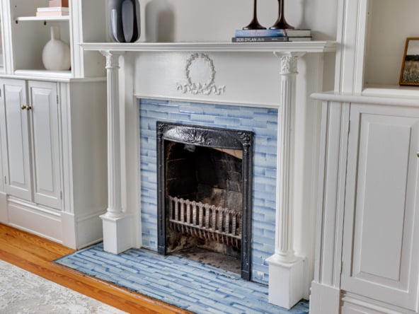 Blue fireplace