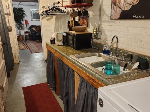 basement kitchen laundry