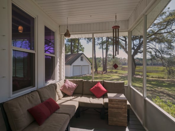 Screened porch to creek view