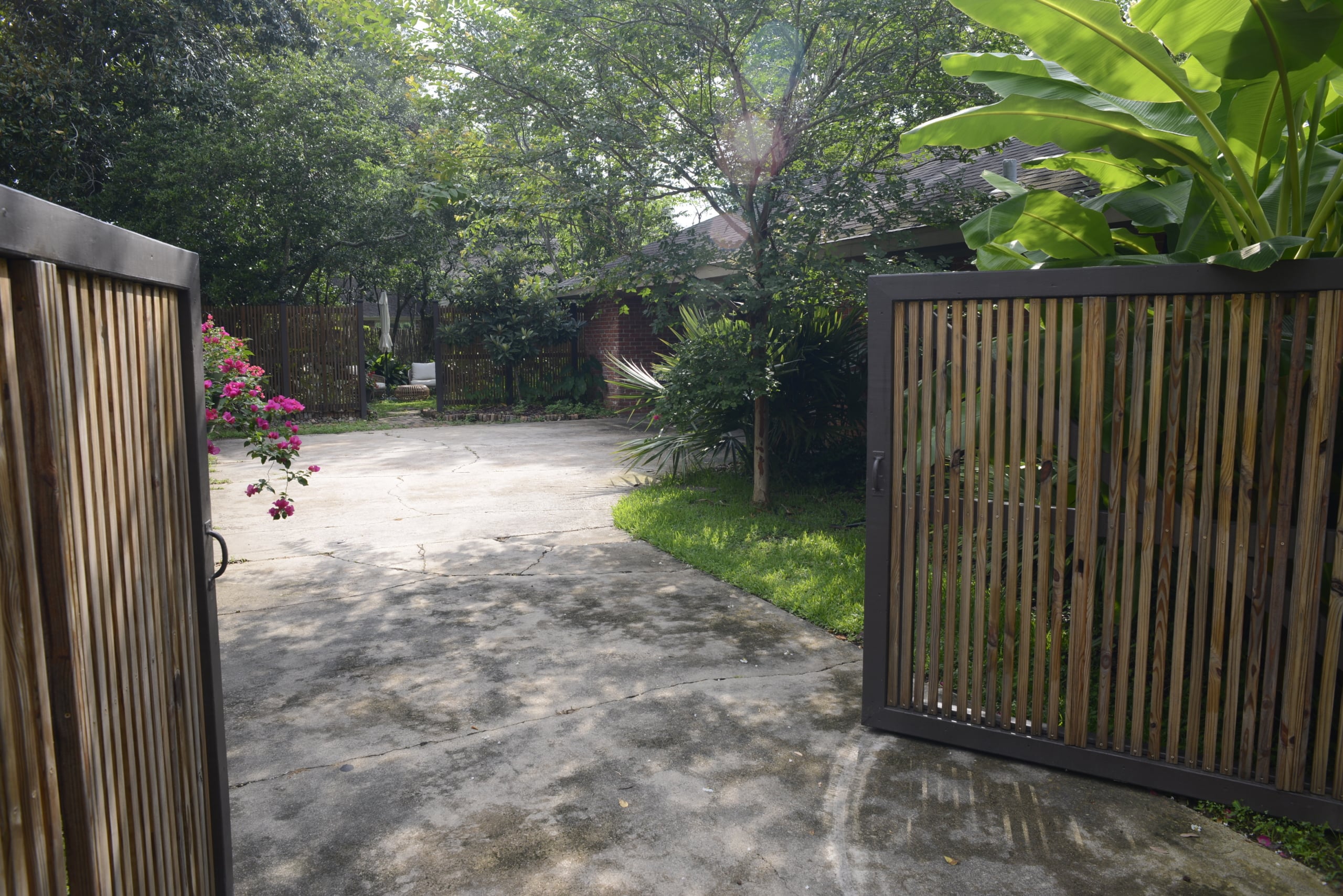 Driveway gates open