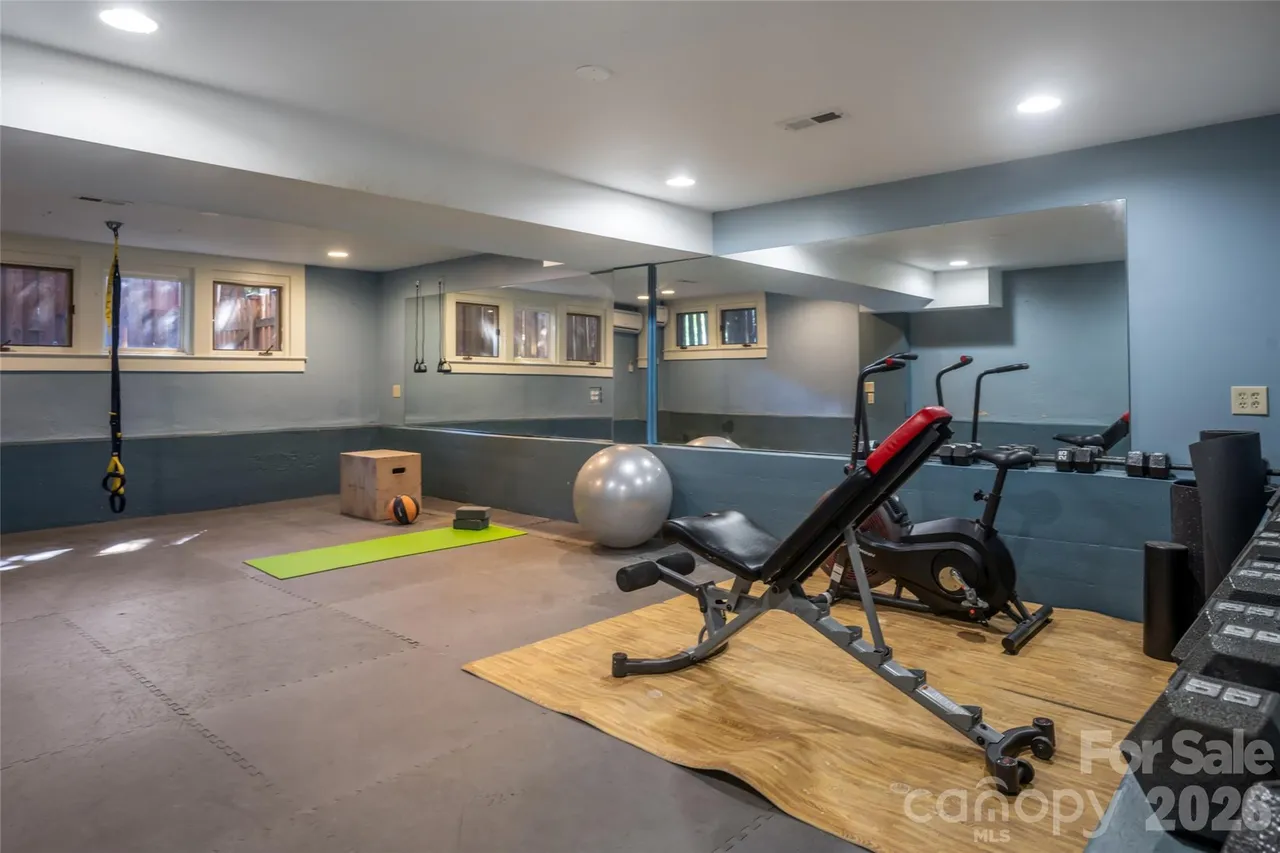 Lower level guest quarters and gym area at The Kenilworth Casa